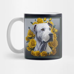 Dogo argentinian yellow roses 2 Mug